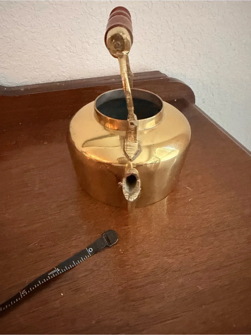 Brass Teapot with Wood Handle - Home Kitchen